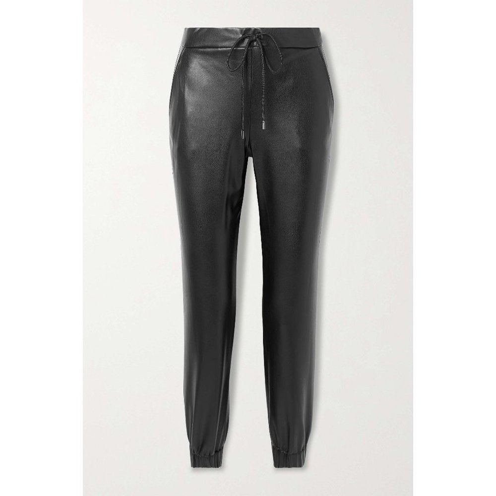 Theory Black Vegan Leather Jogger Pant Large